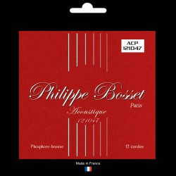 Jeu guitare folk 12 cordes  Coated phosphore-bronze  Extra light 10-47